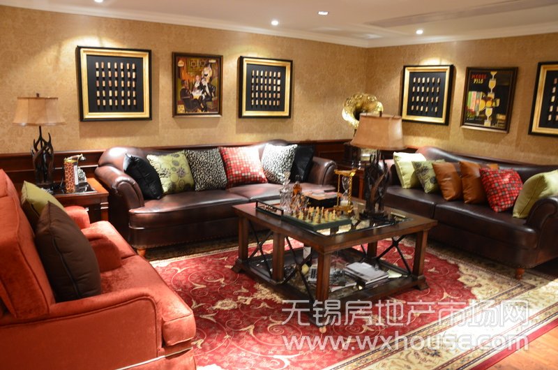 戶型315平米九宮玉府樣板房：負二樓客廳      