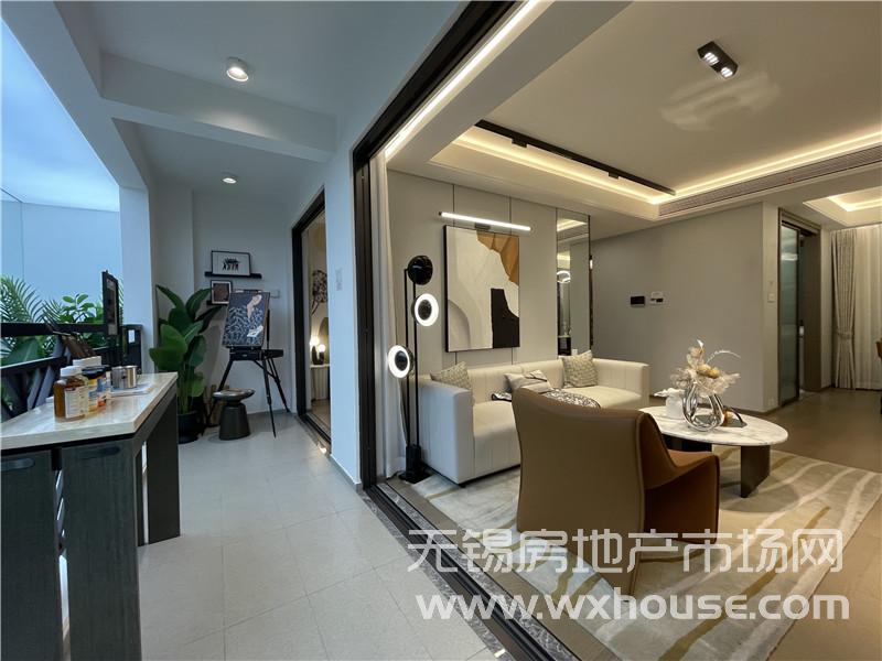 100㎡精裝洋房樣板間客廳連陽臺